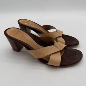 VOZ Y2K Vintage Brazil Leather Tan Comfort Casual Block Heel Sandals 8